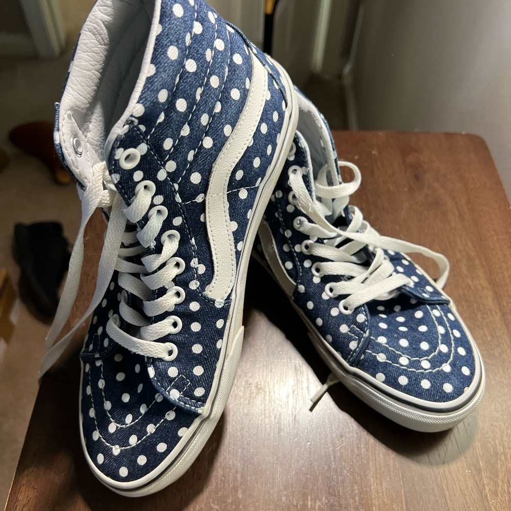 Vans Blue and White Polka Dot Sneakers